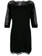 Twin-set Lace Insert Mini Dress - Black