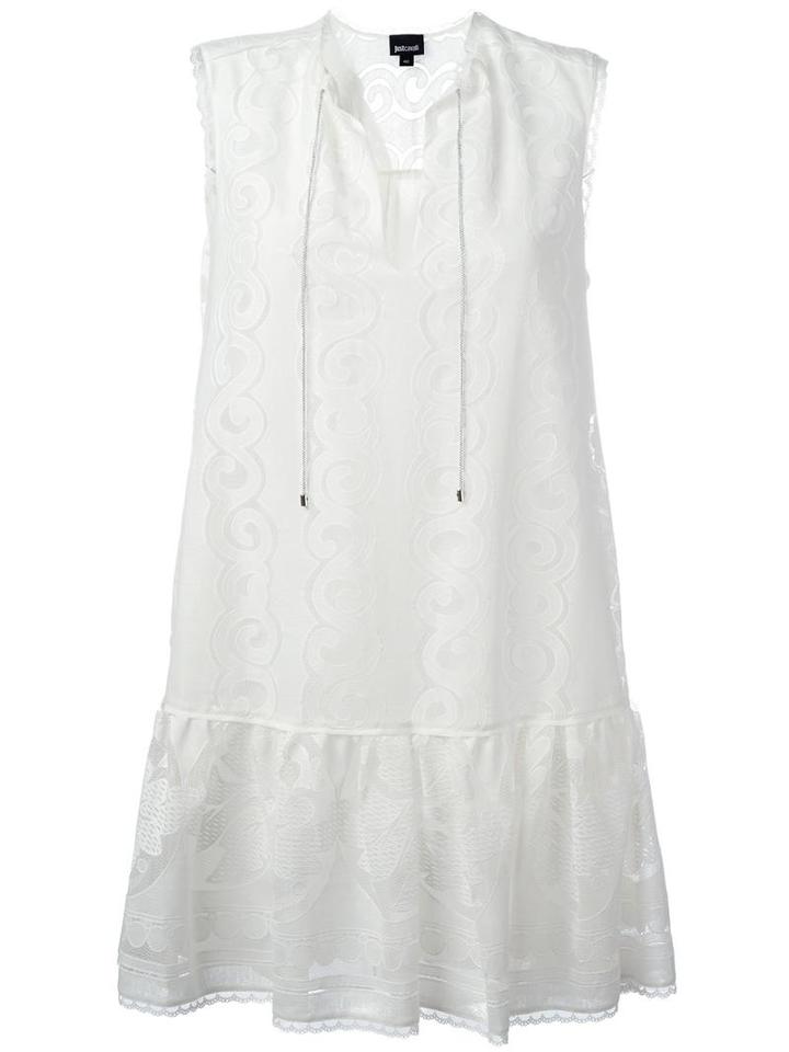 Just Cavalli Lace Trim Dress, Women's, Size: 42, White, Cotton/polyester/viscose