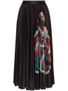 Valentino Lover Print Pleated Midi Skirt - Black
