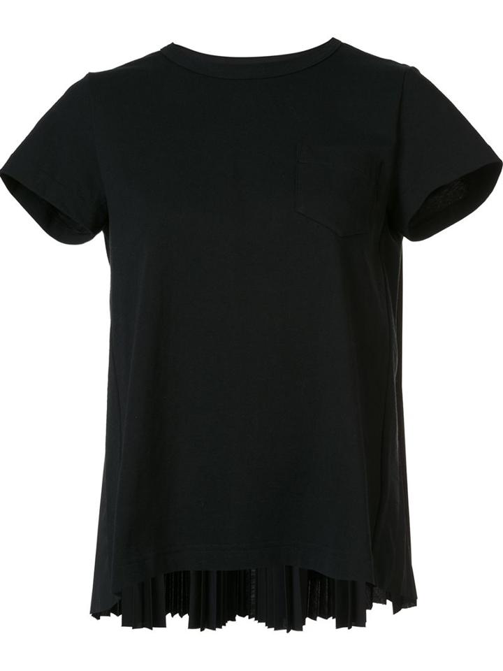 Sacai Plissé Pleated T-shirt, Women's, Size: 4, Black, Cotton