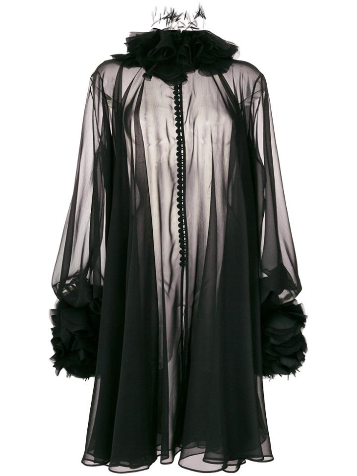 Palomo Spain Petal Flared Dress - Black