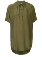 A.f.vandevorst Asymmetric Hem Silk Polo Shirt - Green