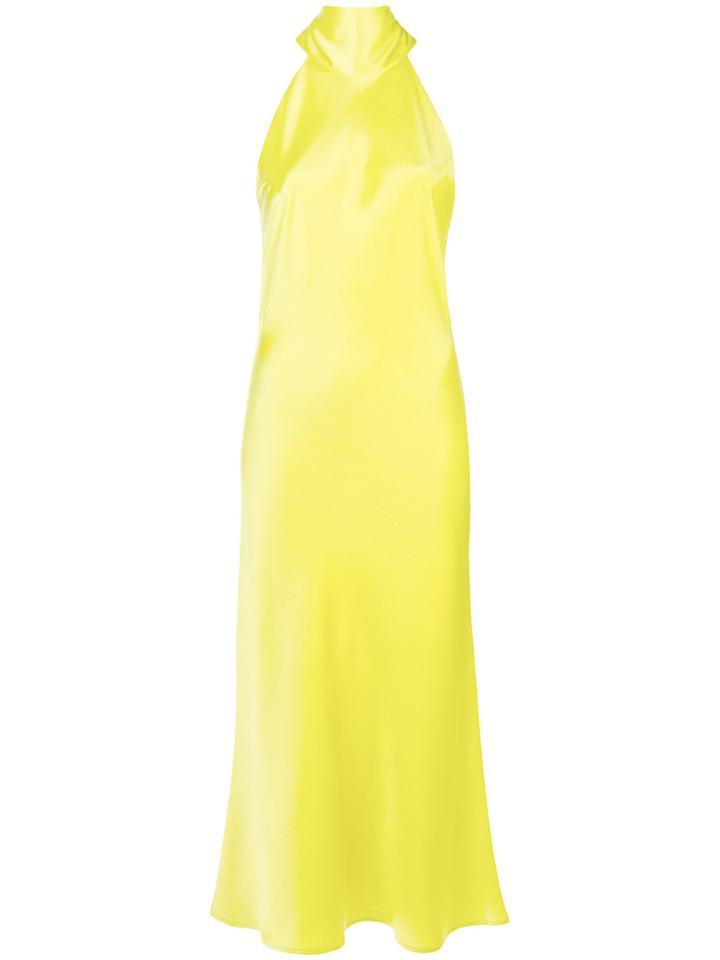 Galvan Sienna Back Tie Flared Dress - Green