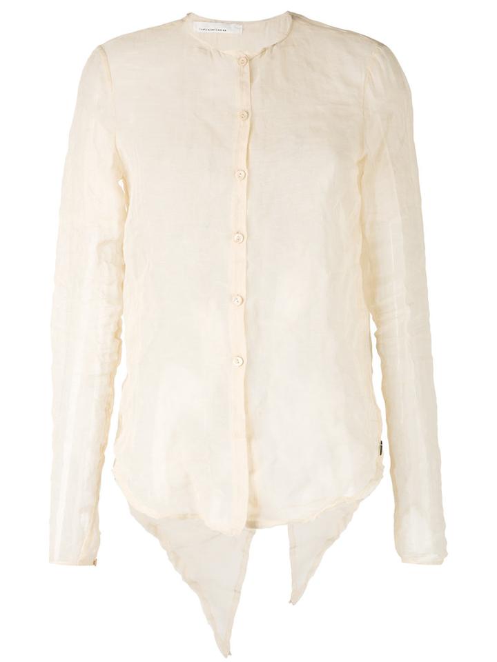 Nostra Santissima - Open Back Sheer Blouse - Women - Polyamide/spandex/elastane - 40, Nude/neutrals, Polyamide/spandex/elastane