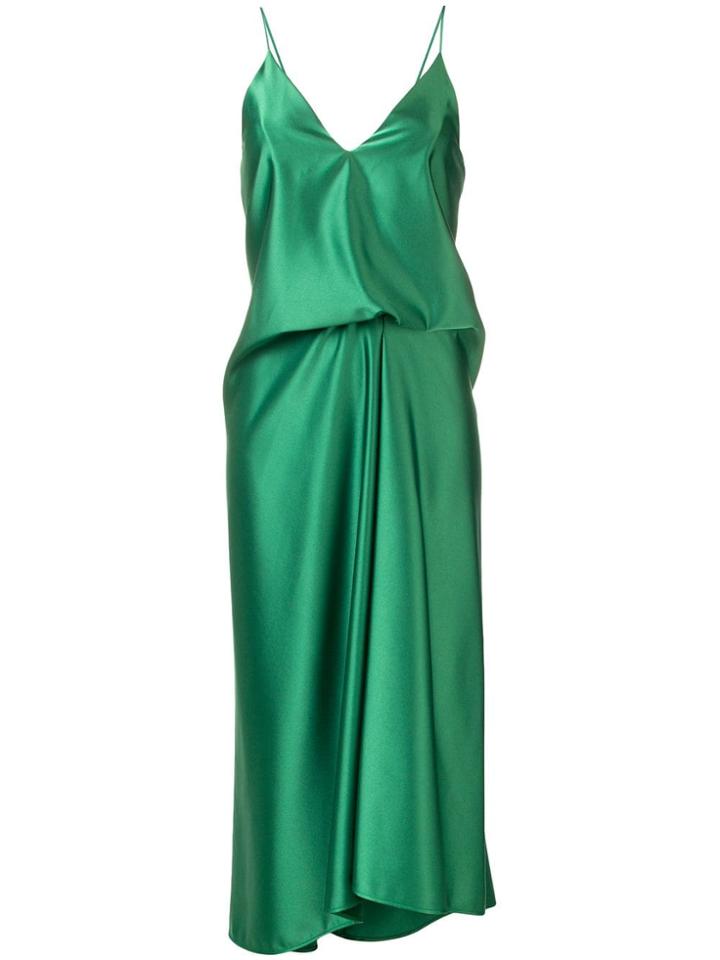 Cédric Charlier Draped Satin Maxi Dress - Green
