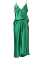 Cédric Charlier Draped Satin Maxi Dress - Green