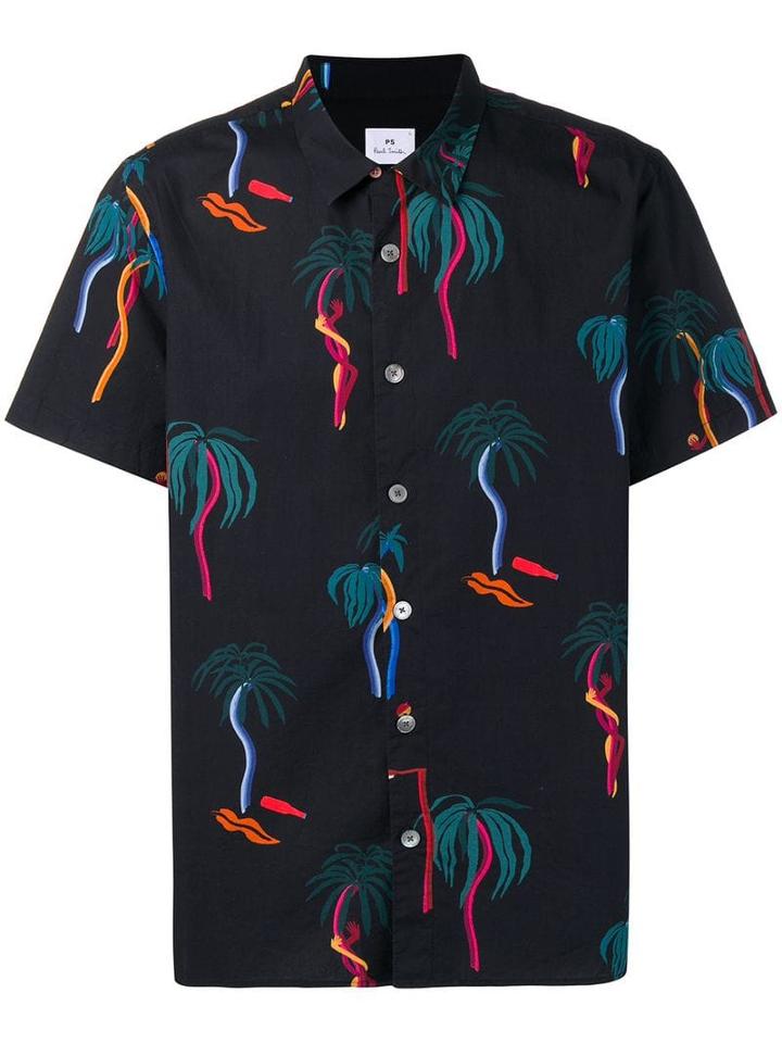 Ps Paul Smith Printed Button Down Shirt - Black