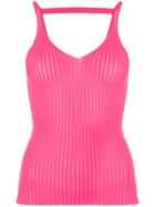 Msgm Ribbed V-neck Vest Top - Pink & Purple