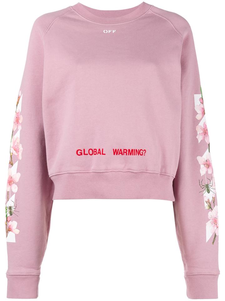 Off-white Pink Floral Global Warming Sweatshirt - Pink & Purple