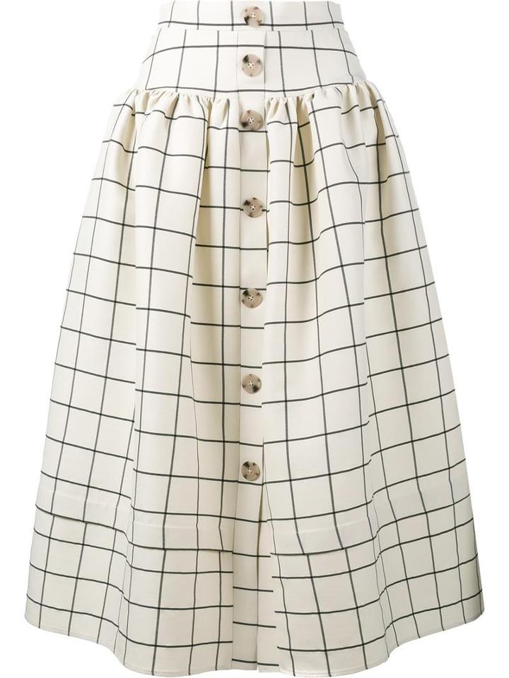 Rejina Pyo 'freya' Grid Print Skirt, Women's, Size: 8, Nude/neutrals, Wool/silk/polyester