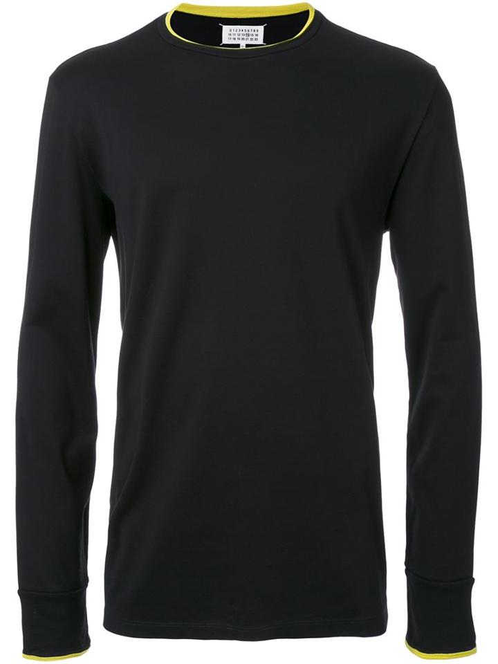 Maison Margiela Contrast Trim Long Sleeve Top, Men's, Size: 50, Black, Cotton
