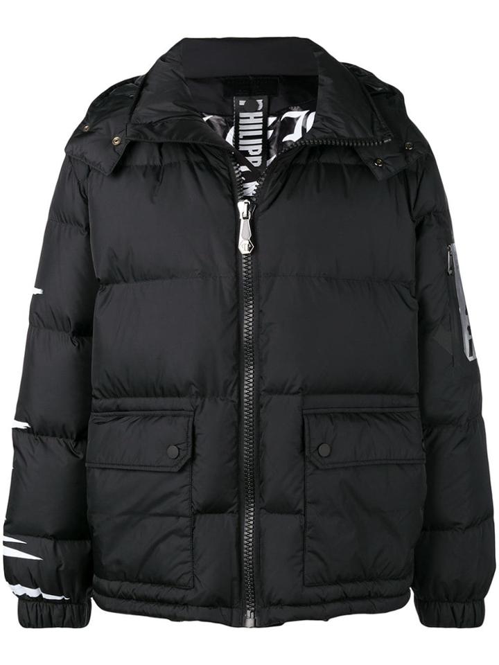 Philipp Plein Skull Print Padded Jacket - Black