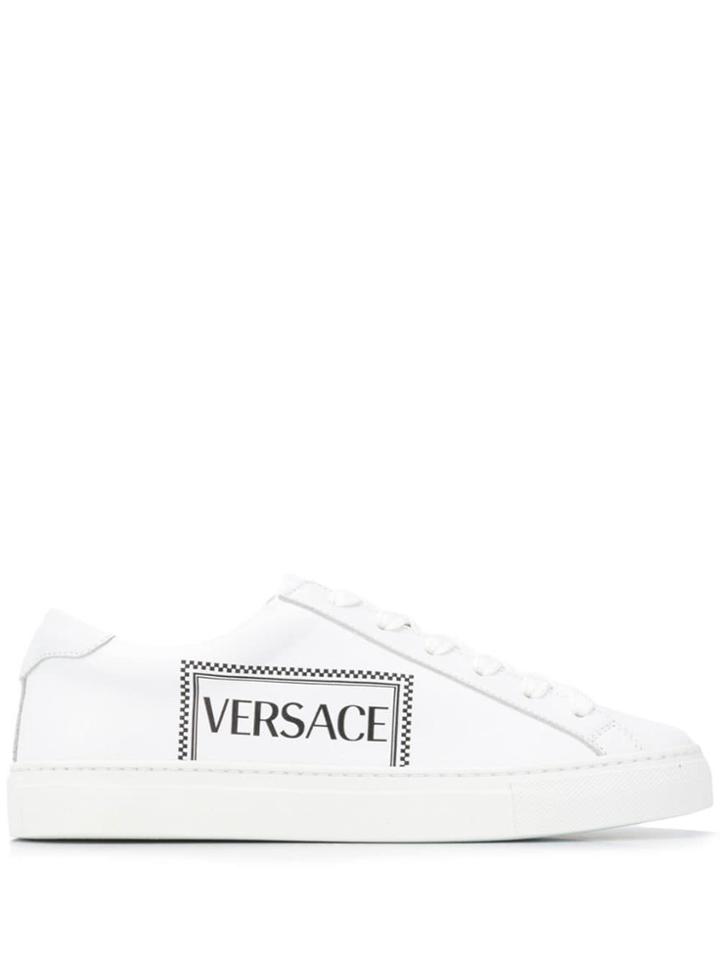 Versace Logo Print Sneakers - White