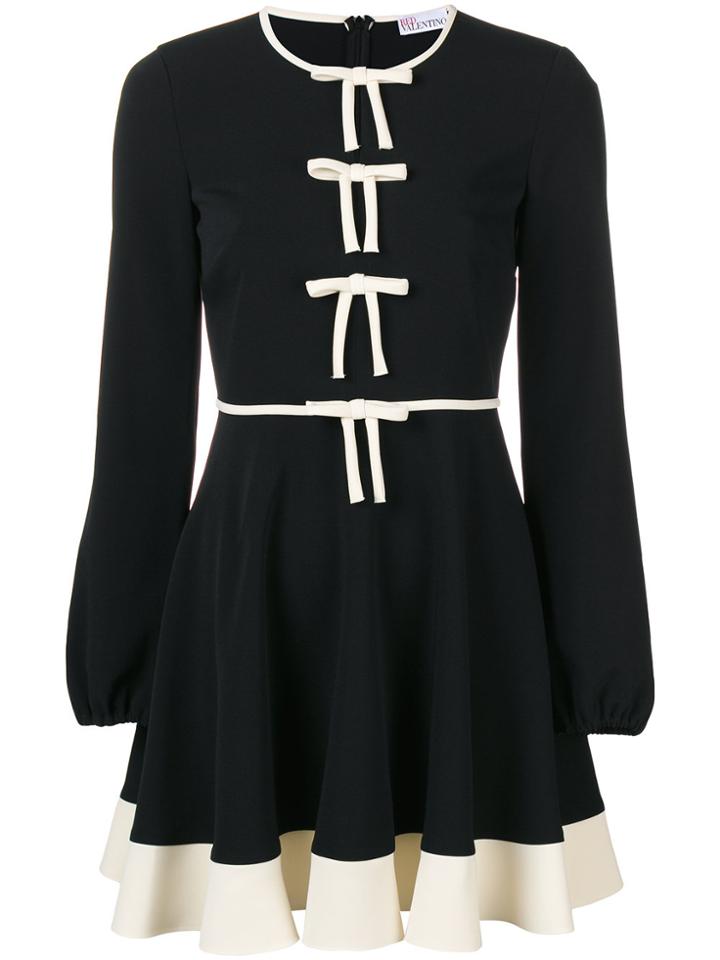 Red Valentino Bow Balloon Sleeve Mini Dress - Black