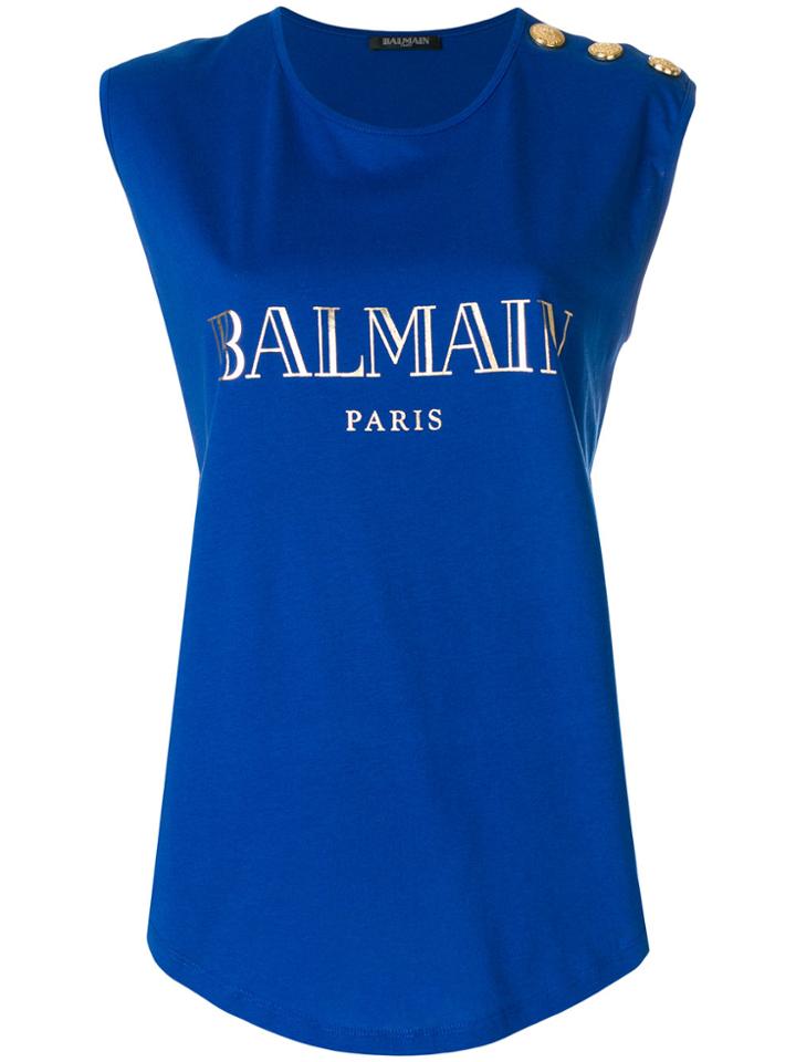 Balmain Silk Screen Logo Top - Blue