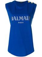 Balmain Silk Screen Logo Top - Blue