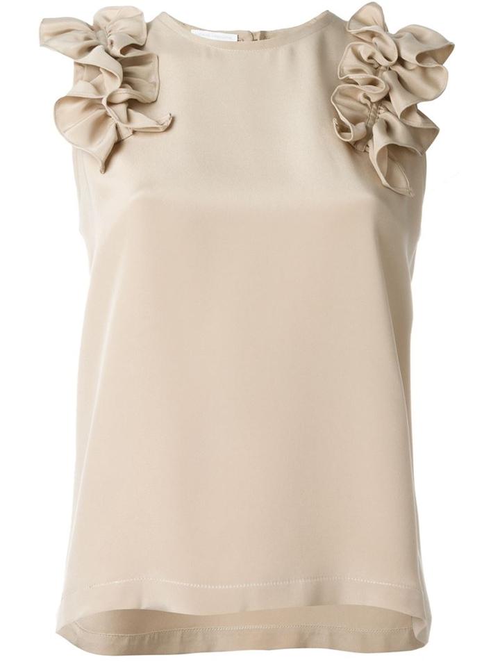Société Anonyme Frill Trim Tank Top, Women's, Size: 2, Nude/neutrals, Silk