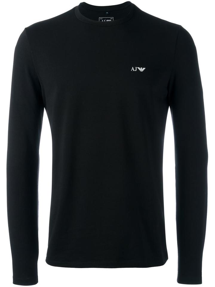 Armani Jeans Logo Print Sweatshirt, Men's, Size: Xl, Black, Cotton/spandex/elastane