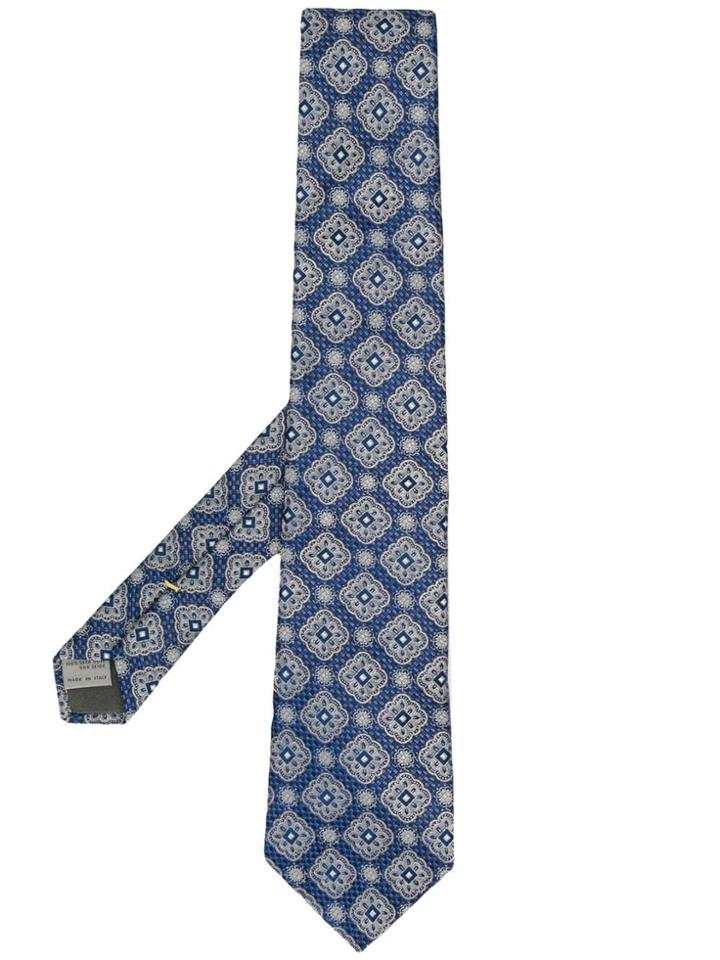 Canali Geometric Print Tie - Blue