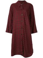 Portspure Checked Shirt Midi Dress - Red