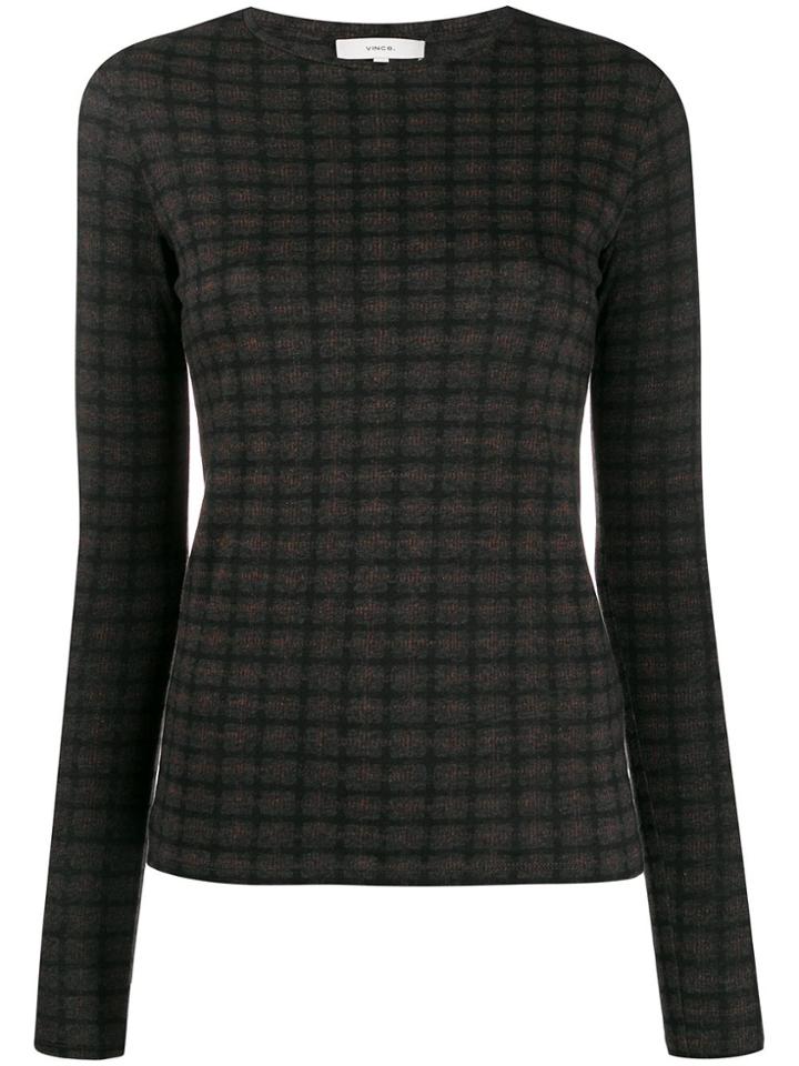 Vince Checked Slim-fit Jumper - Grey