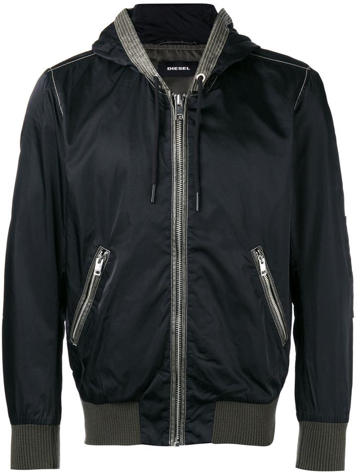 Diesel Hooded Anorak Jacket, Men's, Size: Medium, Black, Polyamide/polyester/polyimide