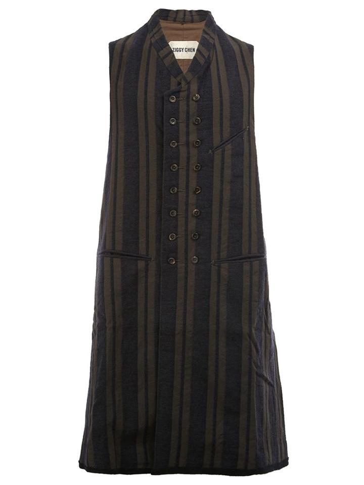 Ziggy Chen Double Striped Long Waistcoat