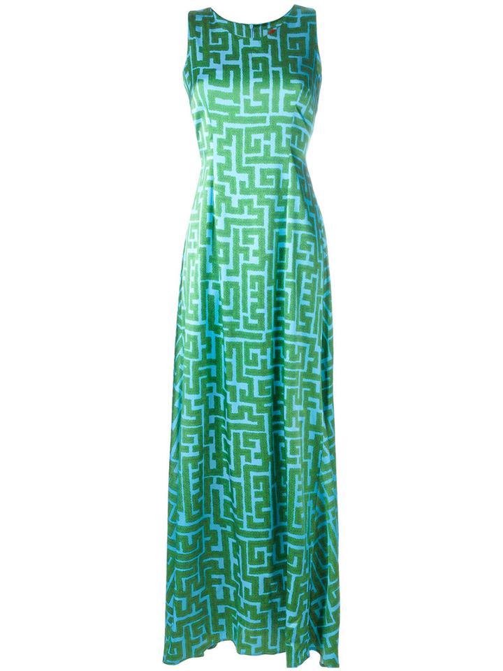 Ultràchic Printed Maxi Dress, Women's, Size: 42, Blue, Silk/spandex/elastane