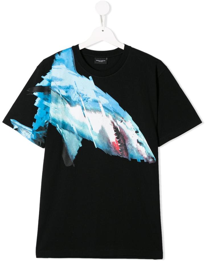 Marcelo Burlon County Of Milan Kids Teen Shark Print T-shirt - Black