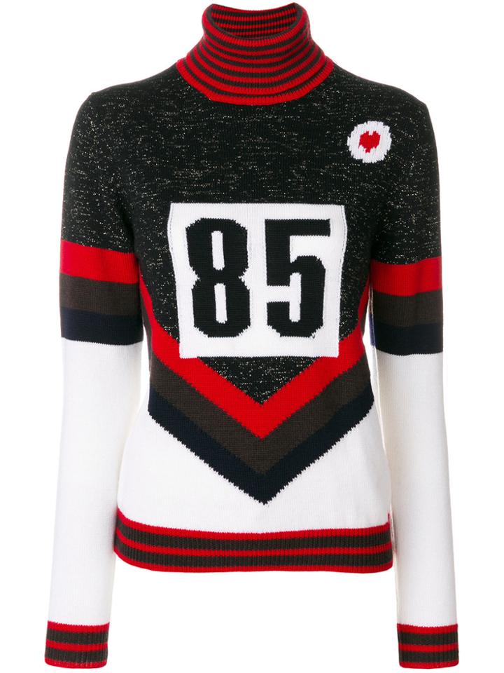 P.a.r.o.s.h. Roll Neck Knit Number Top - Black