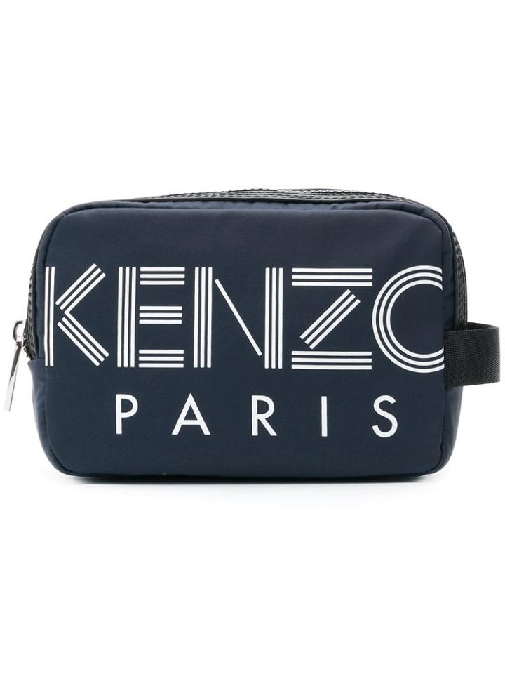 Kenzo Logo Print Wash Bag - Blue
