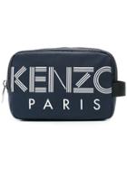 Kenzo Logo Print Wash Bag - Blue