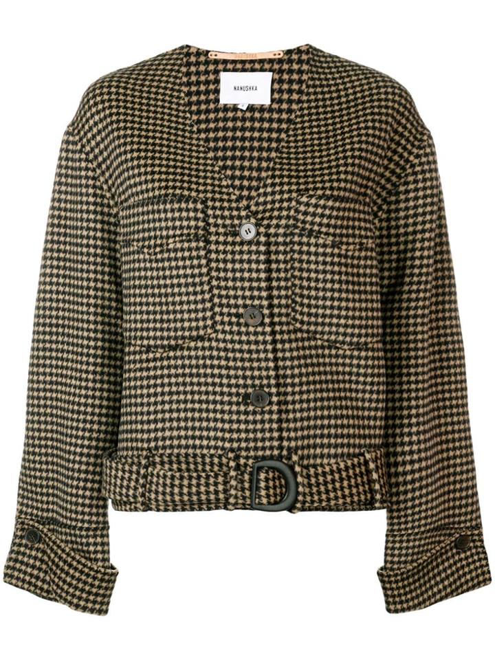 Nanushka Iman Houndstooth Oversized Jacket - Brown