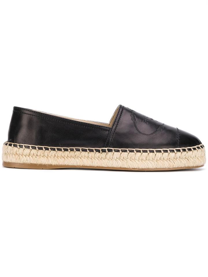 Prada Embossed Logo Espadrilles - Black