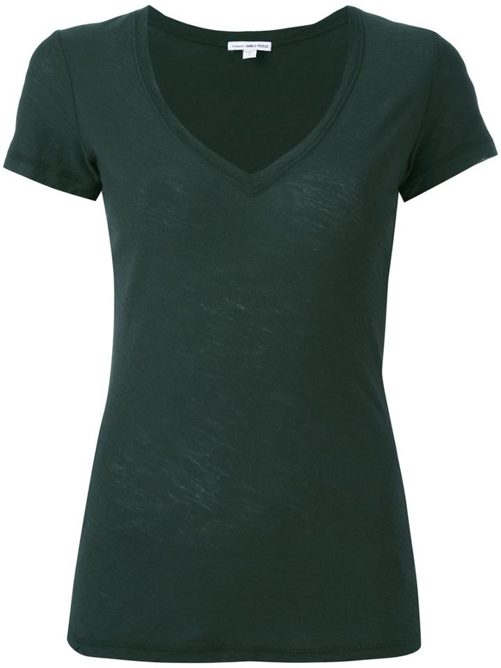 James Perse V-neck T-shirt, Women's, Size: 3, Green, Cotton