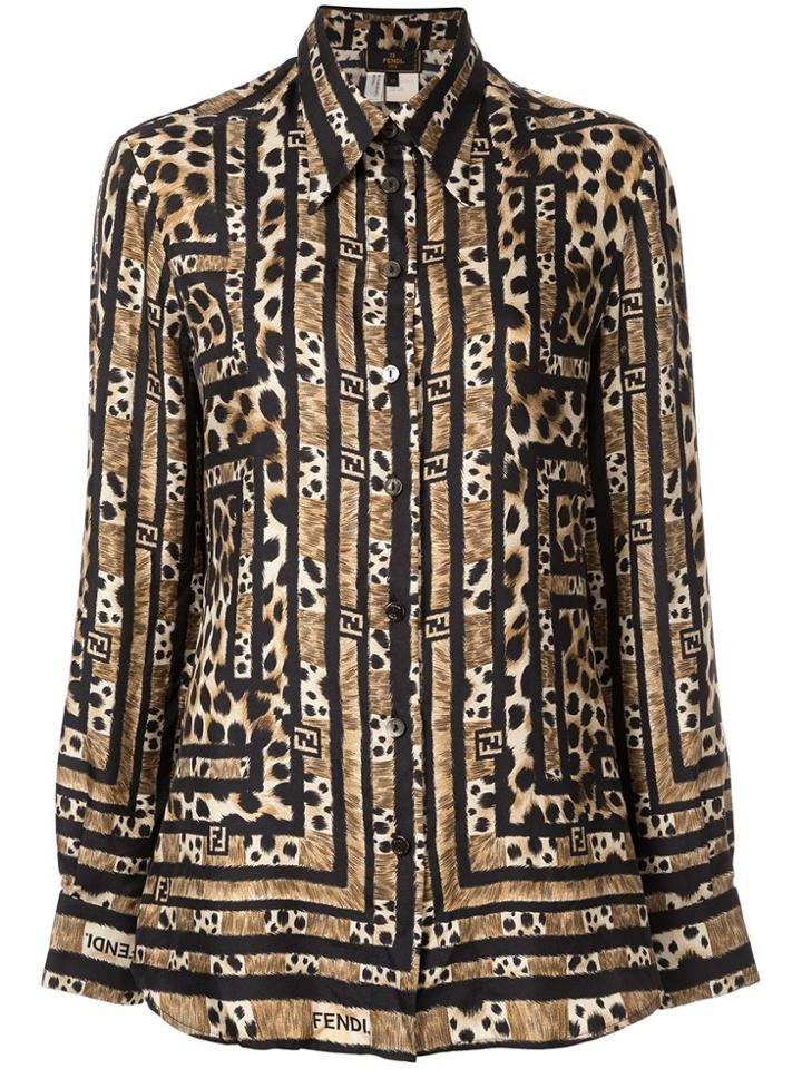 Fendi Vintage Mixed Print Shirt - Brown