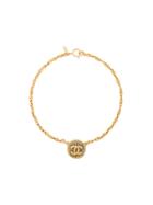 Chanel Vintage Round Line Cc Necklace - Metallic