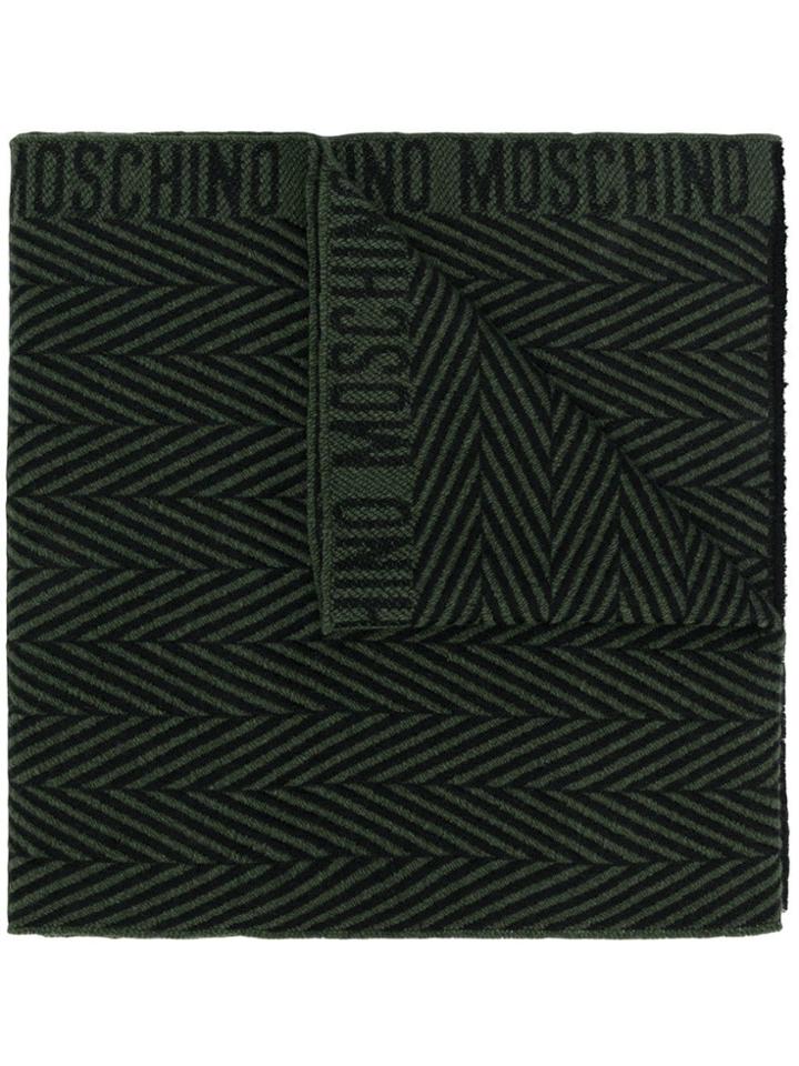 Moschino Herringbone Pattern Scarf - Green