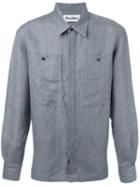Études 'record' Shirt, Men's, Size: 46, Grey, Cotton/linen/flax/wool