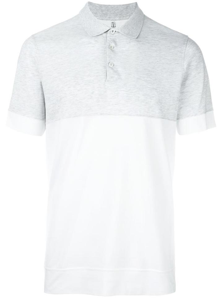 Brunello Cucinelli Two-tone Polo Shirt, Men's, Size: Small, White, Cotton