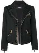 Dsquared2 Biker Jacket With Leather Trim - Black