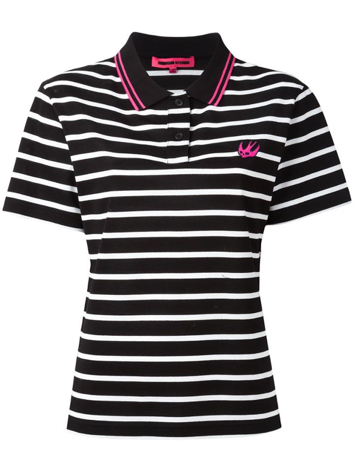 Mcq Alexander Mcqueen Swallow Embroidered Polo Shirt - Black