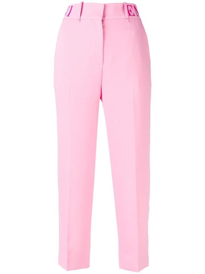 Emporio Armani Branded High-waisted Straight Trousers - Pink