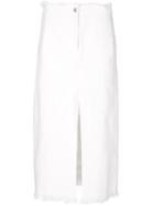 T By Alexander Wang Frayed A-line Denim Skirt, Women's, Size: 28, White, Cotton