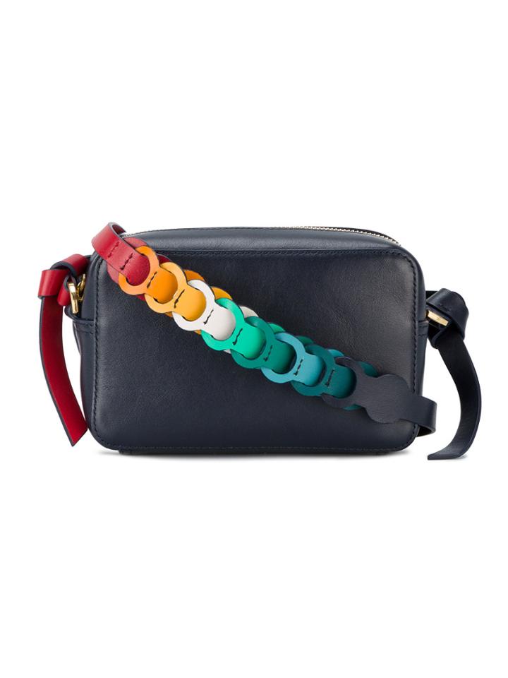 Anya Hindmarch Mini Blue Leather Raiinbow Strap Bag