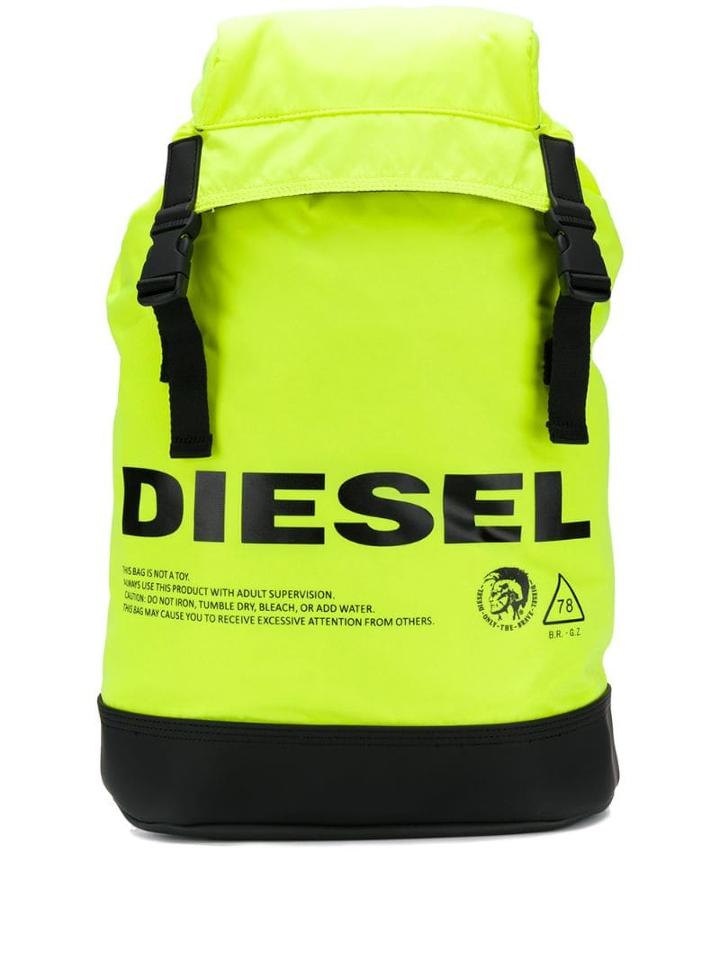 Diesel Neon Logo Warning Backpack - Yellow
