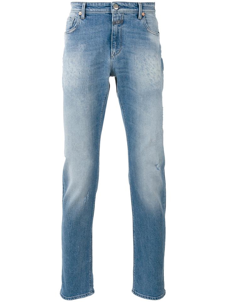 Closed Ripped Detail Classic Jeans, Men's, Size: 34/34, Blue, Cotton/spandex/elastane