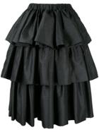 Siiilon Ruffled Midi Skirt - Black