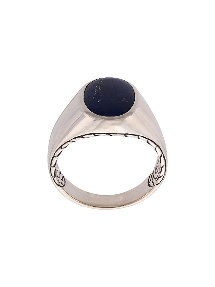 John Hardy Silver And Lapis Lazuli Classic Chain Signet Ring - Blue