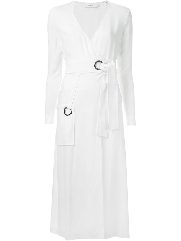 A.l.c. Belted Wrap Dress, Women's, Size: 4, White, Acetate/viscose